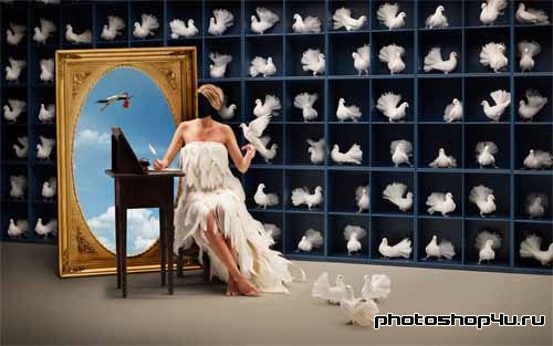 Шаблон для фотошоп - почтовые голуби и небесный регистратор