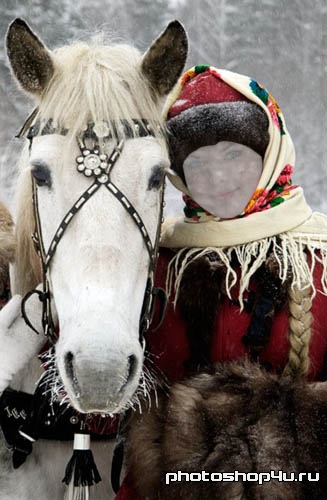 Шаблон женский для фотошоп - Аленушка с лошадкой