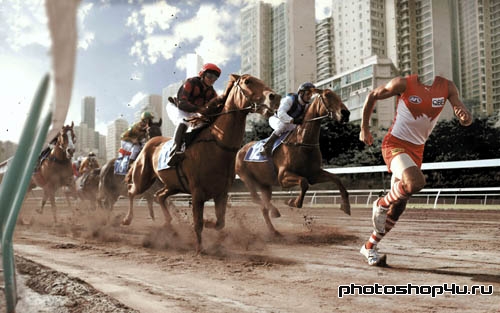 Шаблон для фотошопа мужской - соревнования с лошадьми