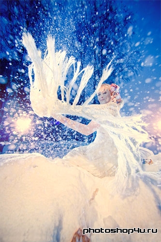Женский шаблон - фотосессия на снегу
