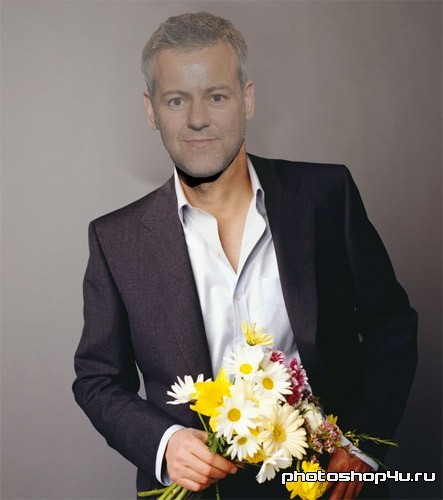 Шаблон для фотошоп мужской - букет цветов для тебя