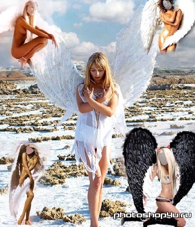4 шаблона для фотошоп - ангелы
