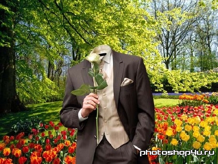 Шаблон для фотомонтажа - парень с цветком
