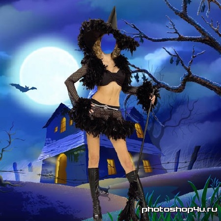 Шаблон psd женский - костюм для хэллоуин