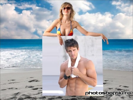 Рамка для фото - девушка на пляже
