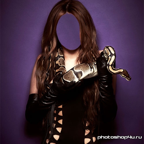 Шаблон для фотошопа - девушка со змеей