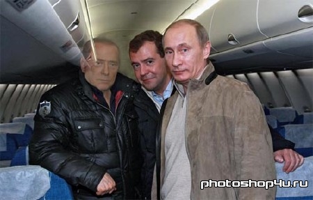 Шаблон для photoshop - отдых с Путиным и Медведевым