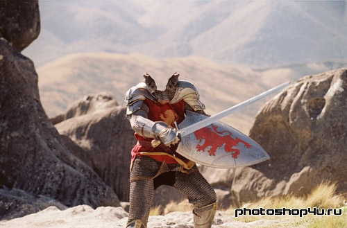 Шаблон для фотомонтажа - рыцарь с мечом и щитом
