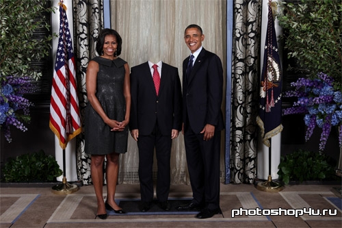 Шаблон psd - фото вы и Барак Обама