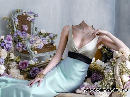 Шаблон для photoshop - В белом платье посреди цветов