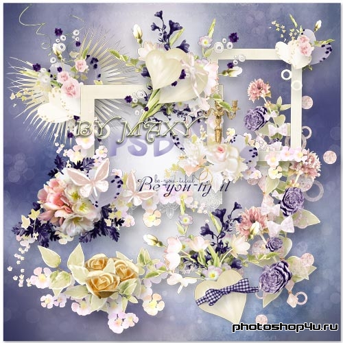 Клипарты - свадебные цветочные композиции в PSD