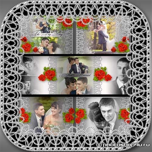 Шаблоны фотокниги с розами и жемчугом на тему свадьбы