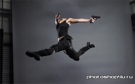 PSD шаблон - В прыжке с двумя пистолетами