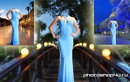 Шаблон для photoshop - Вечернее великолепное платье
