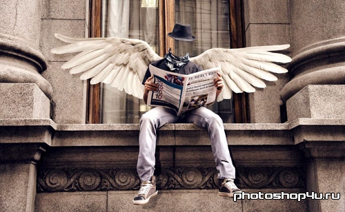 Шаблон для Photoshop - Современный ангел