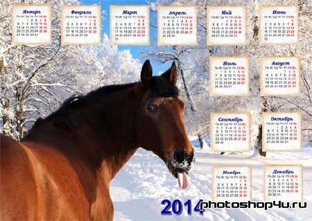 Красивый календарь - Прикольная лошадка