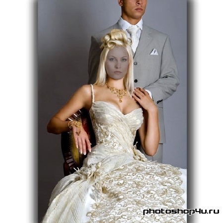 Шаблон для photoshop - В нежном платье цвета шампань
