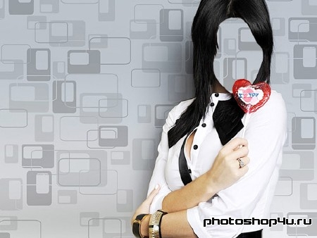 Шаблон для photoshop - Девушка с конфеткой сердечком
