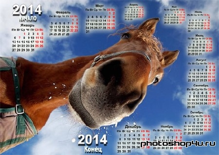 Календарь 2014 - Со смешной лошадью