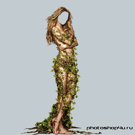  Шаблон для фотомонтажа - Мисс весна в листьях 
