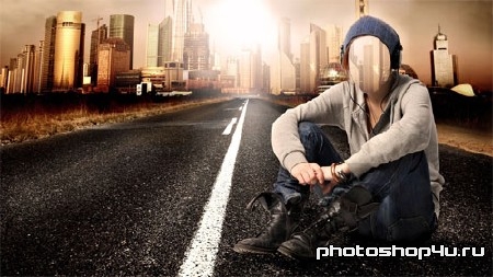  Шаблон для фотошопа - Дорога в большой город 