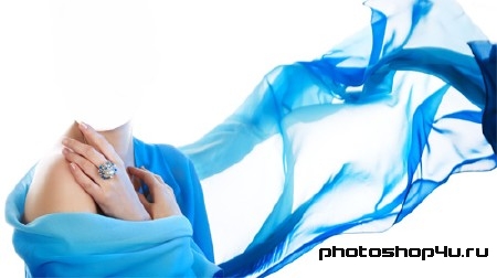  Шаблон женский - В красивом голубом платье 