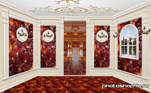 Клипарт - Кукольный дворец - 07Янтарная комната с видом на зал