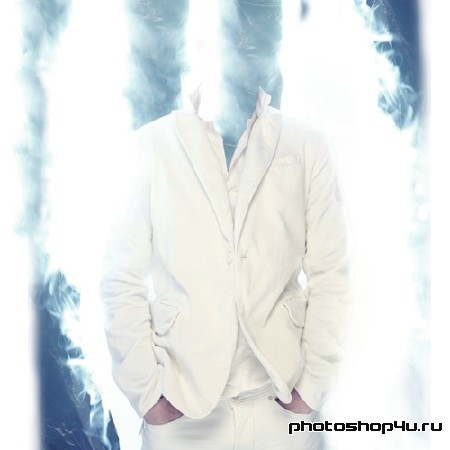  Шаблон мужской - В дыму в белом костюме 
