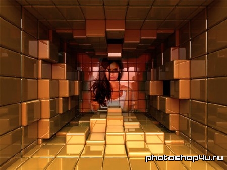 Рамка psd - Комната из кубов 