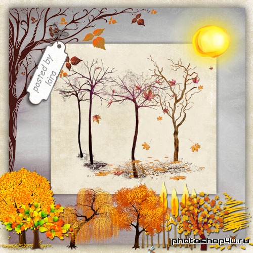 Клипарт  - Осенние деревья на прозрачном фоне