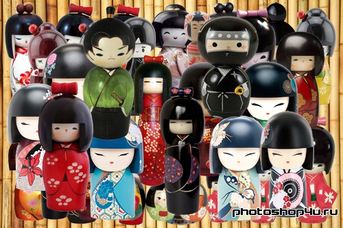 Клипарт - Японские куклы-талисманы кокеши