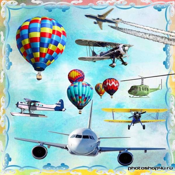 Мечтам навстречу – самолеты и воздушные шары на прозрачном фоне