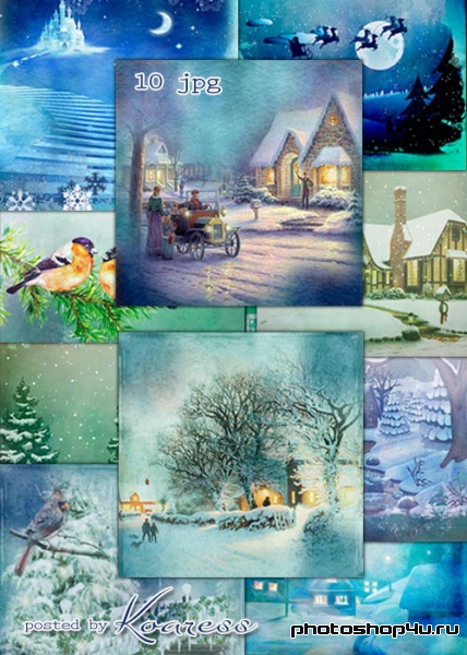 Зимние винтажные фоны для фотошопа - Зимний сон